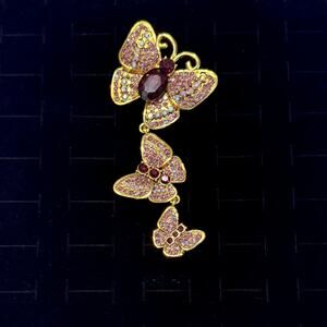 Vintage Butterfly Rhinestone Statement Brooch Pendant